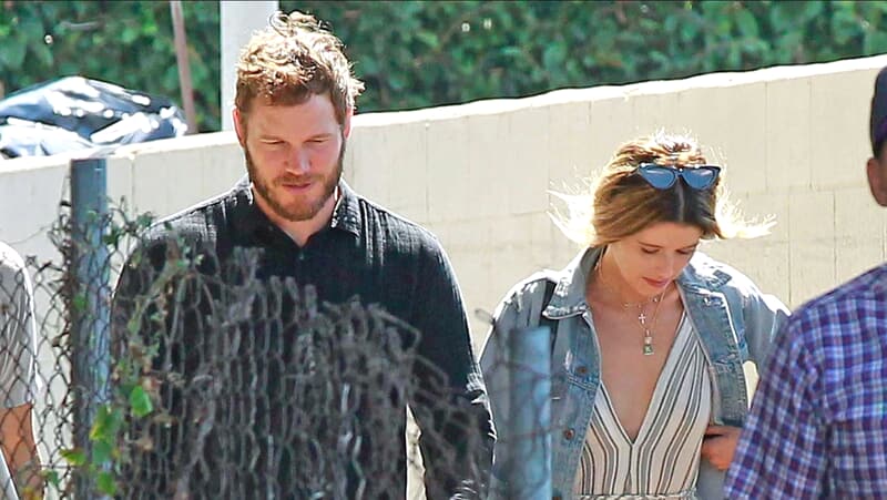 Chris Pratt and Katherine Schwarzenegger leaving church service